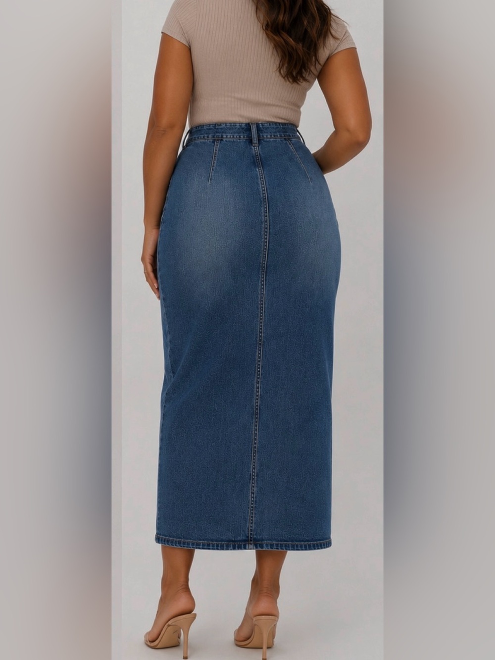 Women’s Front-Zip High Waist Denim Maxi/Midi Skirt - Blue Size 12 - Picture 4 of 5